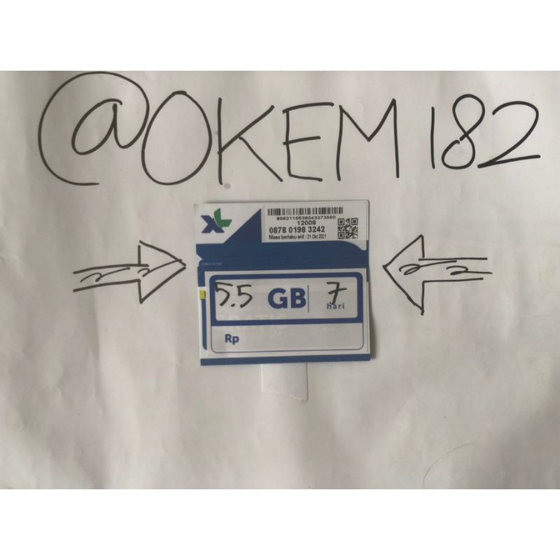 kartu perdana XL 5,5 gb 7hari