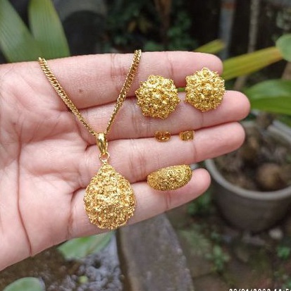set perhiasan bali alpaka lapis emas
