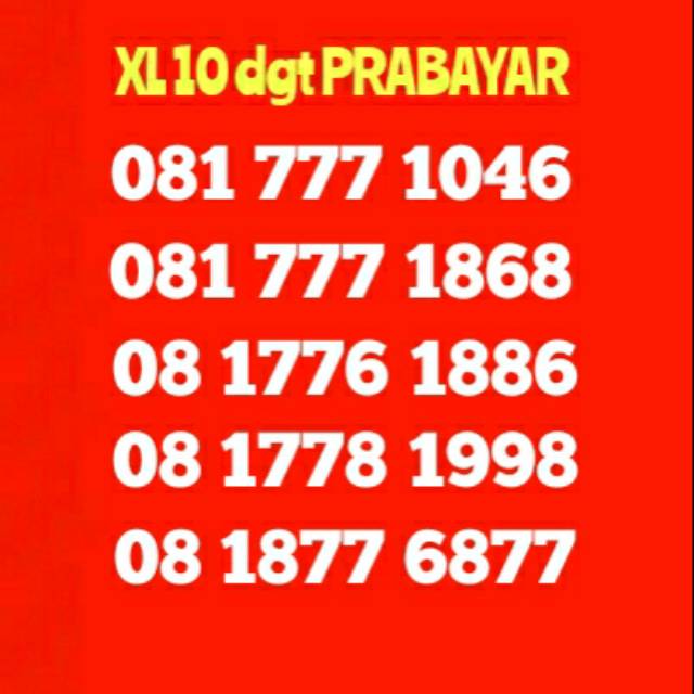 Nomor Perdana XL Cantik Cakep 10 digit PRABAYAR