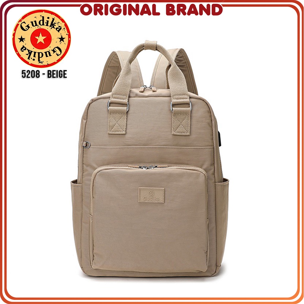 Tas GUDIKA 5208 - Tas Ransel Laptop Wanita Kekinian Import Original Terbaru Bahan Nilon Waterproof