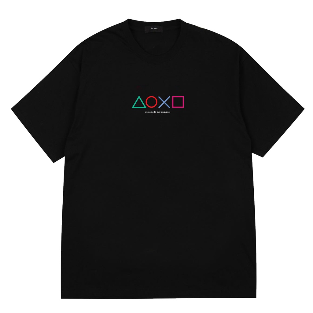 LUNAR KAOS - PLAY BUTTON PLAYSTATION T SHIRT HITAM UNISEX KATUN PREMIUM