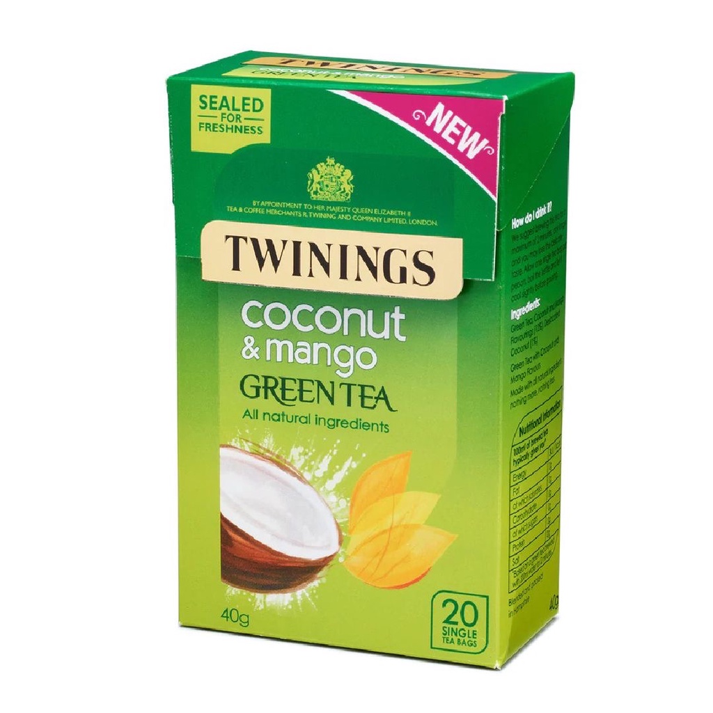 Twinings Coconut &amp; Mango Green Tea All Natural Ingredients 20s x 2g