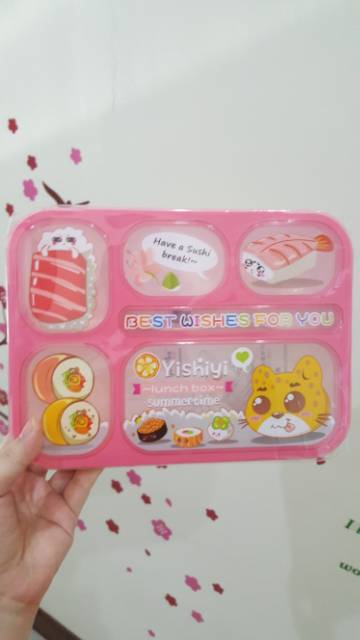 Yooyee grid lunchbox 589 sekat 6 kartun karakter anti bocor bpa free