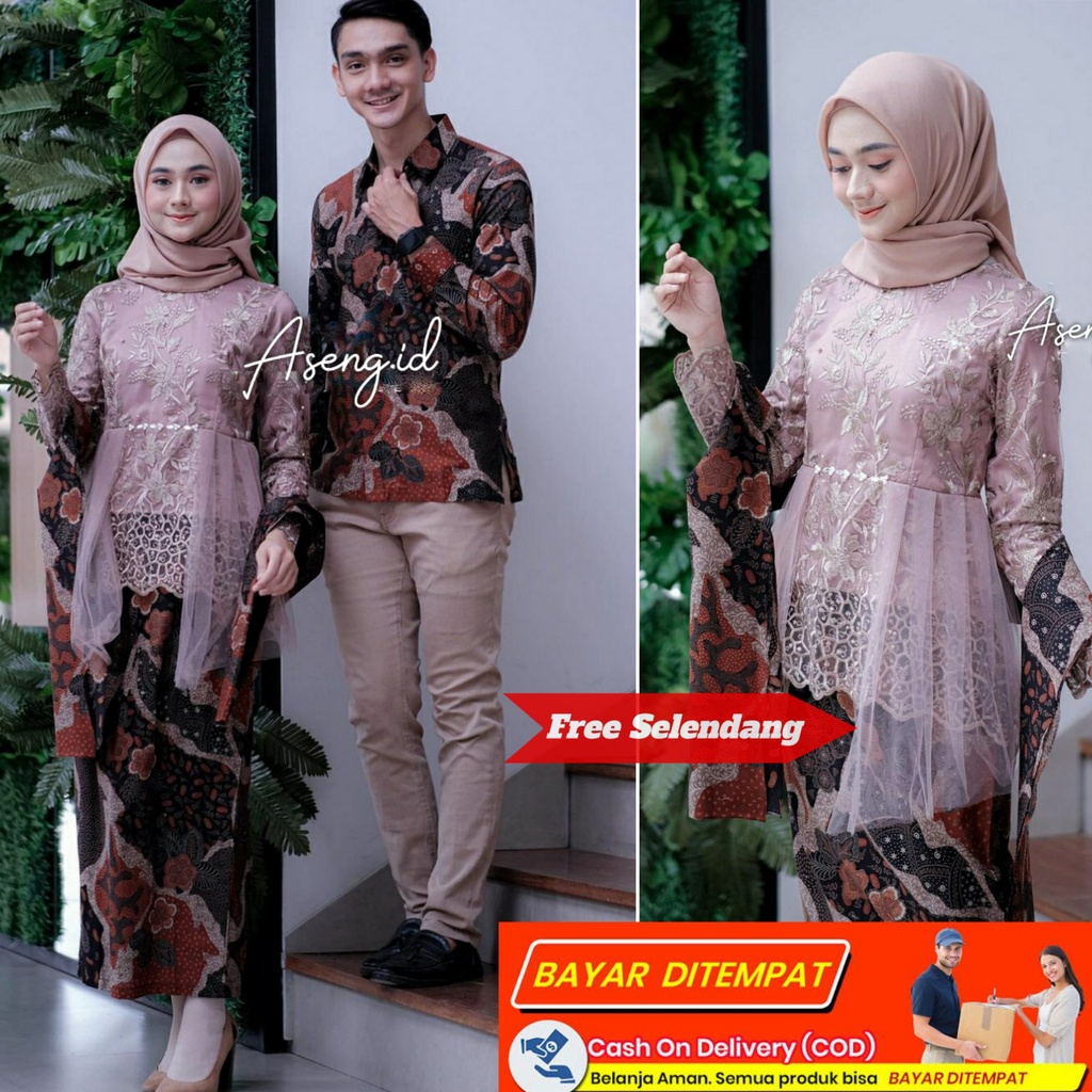 KEBAYA BATIK COUPLE BURKAT KONDANGAN BROKAT TILE BRUKAT WISUDA SET KUTU BARU BAJU LAMARAN TUNANGAN B