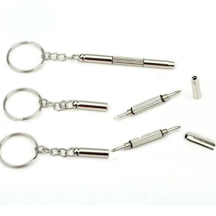 Gantungan kunci obeng 3in1 plus minus mini Reparasi Kacamata keychain Isi 5 Pcs