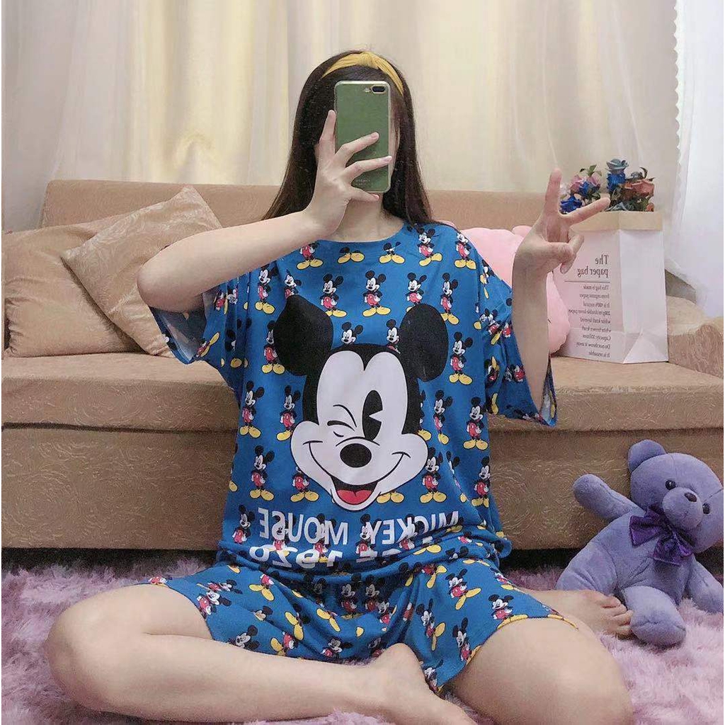 CP &amp; HP OVERSIZE /Piyama /Baju Tidur Dewasa CP &amp; HP /Bahan SPANDEK Import motif MICKEY