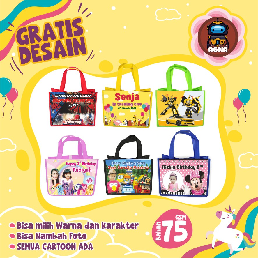Tas Pesta Ulang Tahun Anak / Goodie bag PEREKAT / Tas Ulang Tahun Foto-3