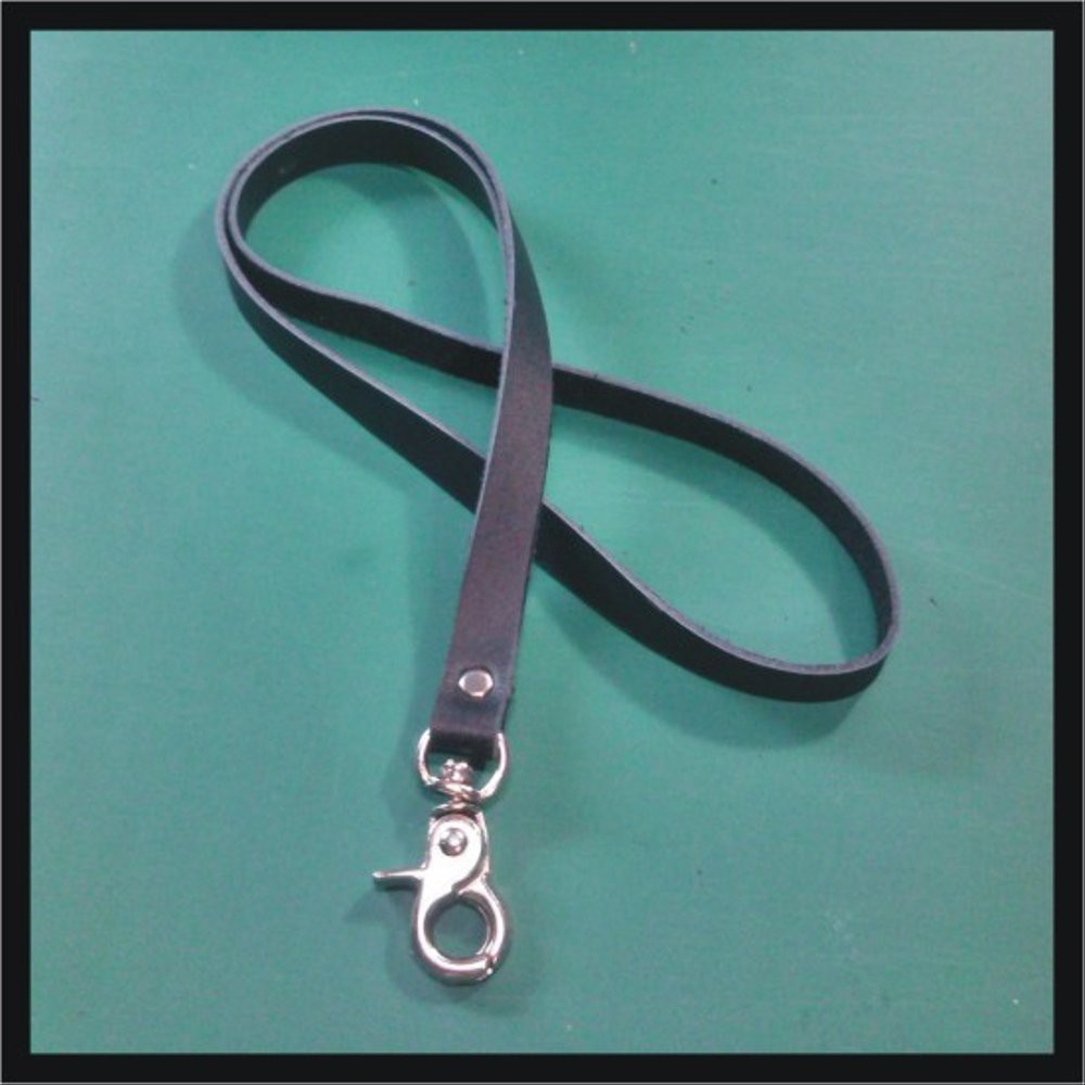 

Promo tali id card kulit asli warna hitam | lanyard name tag | leather goods Diskon