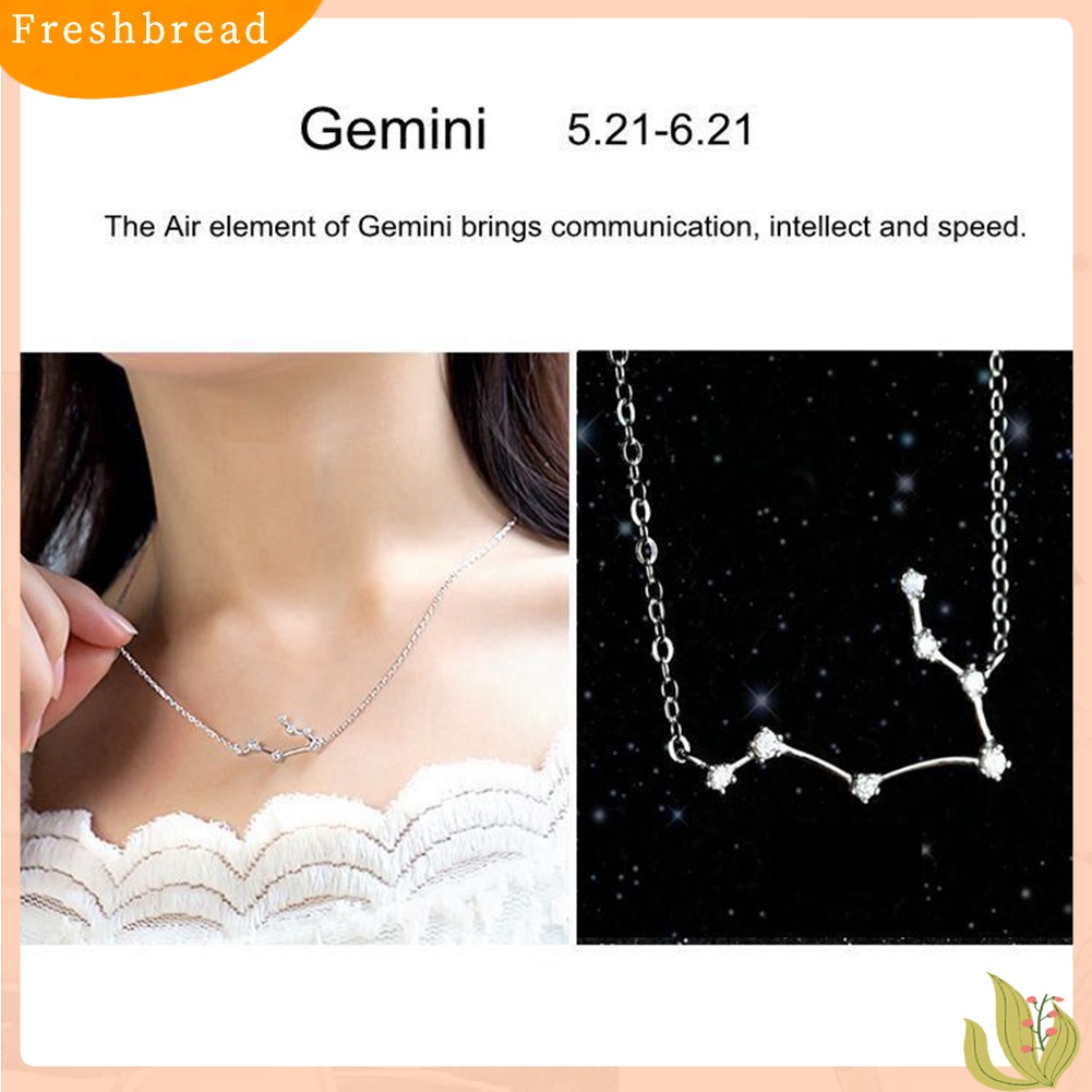 【Fresh】Shiny Rhinestone Women Horoscope Astrology Constellation Sign Guardian Necklace