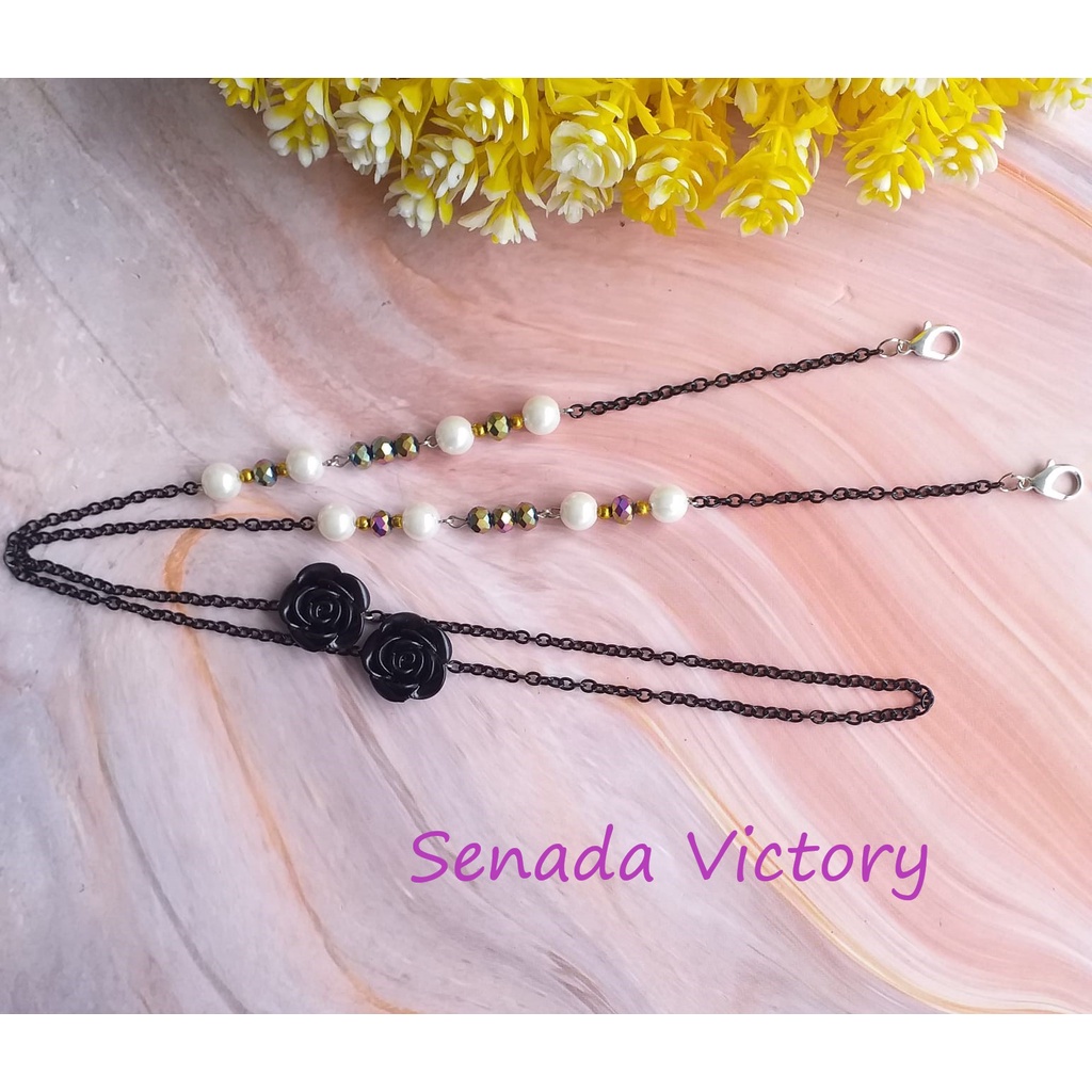 Senada Victory Kalung Masker 2 in 1 Mutiara Rainbow Konektor Hijab/Strap Masker SKM014