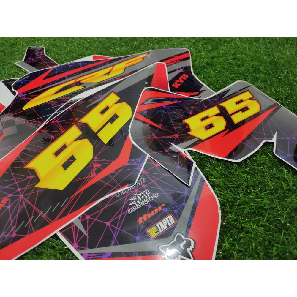 decal klx dtracker bf 150 hitam merah dan kuning stabilo keren sticker fullbody terlaris