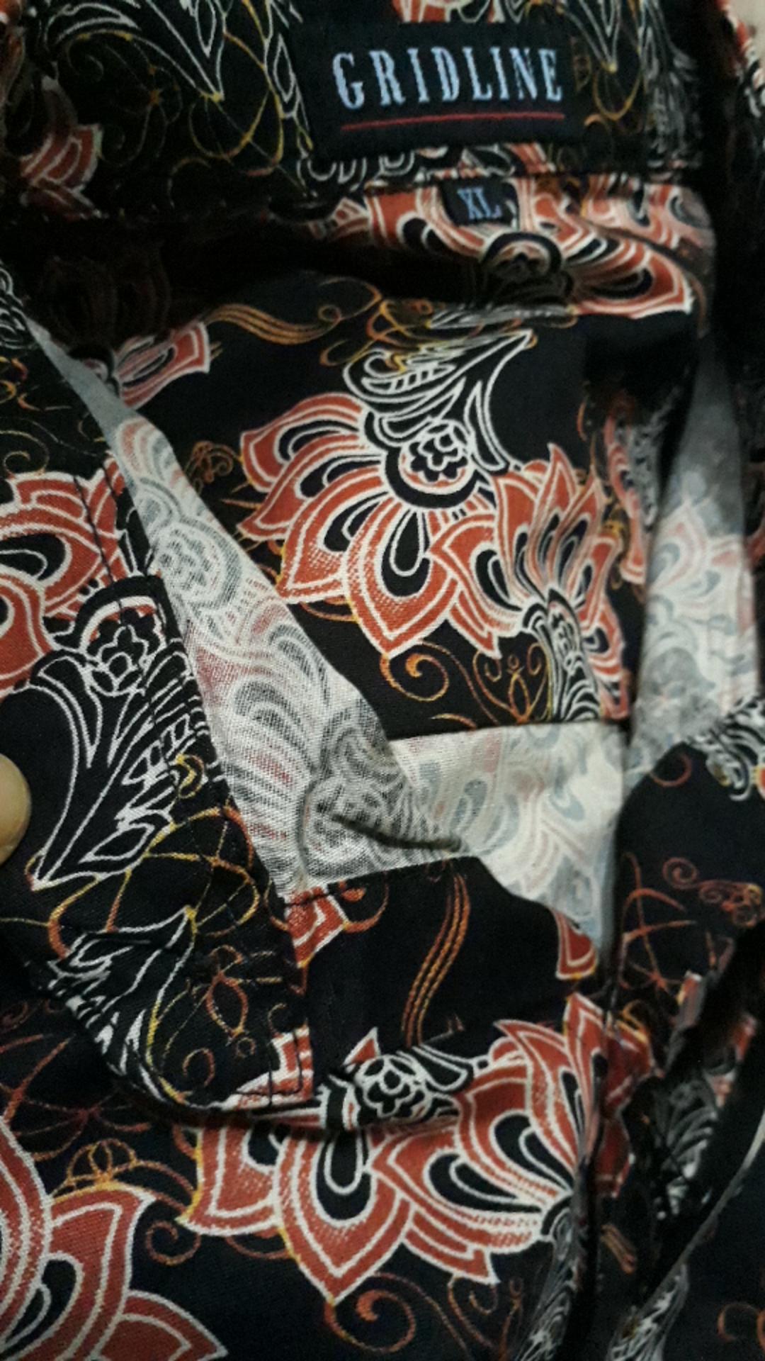 [gridline - R048] Kemeja Batik Pria Katun Lengan Pendek Regular