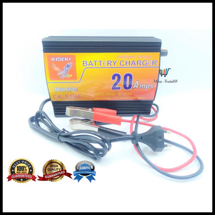 Charger Aki Kiseki 20A / Cas Aki / Cas Aki Kering / Pengisi Aki