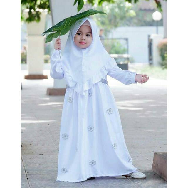 Other baju Muslim anak Gamis Anak Misha Rose Gamis putih set khimar Gamis anak 1-10 tahun terbaru