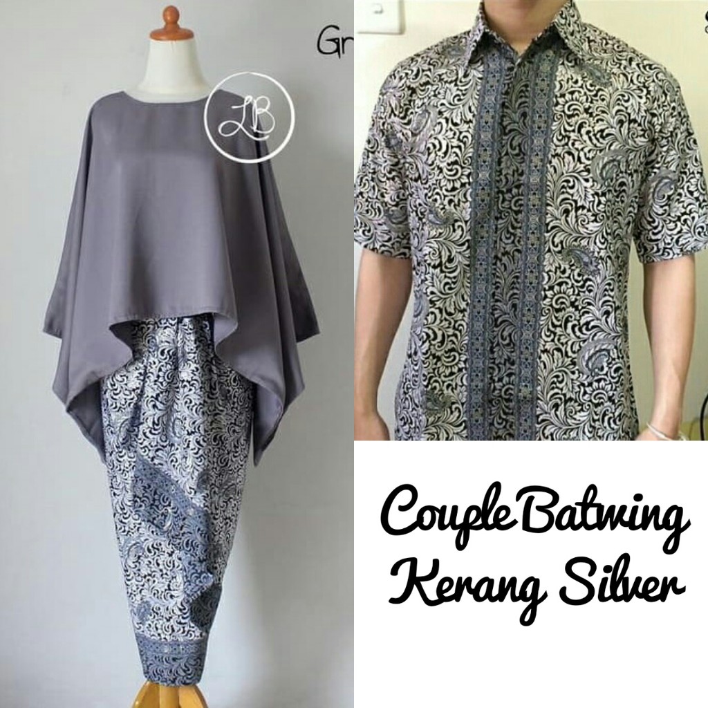 SETELAN KEBAYA COUPLE / BATIK COUPLE MODEL BATWING DAN KEMEJA PENDEK