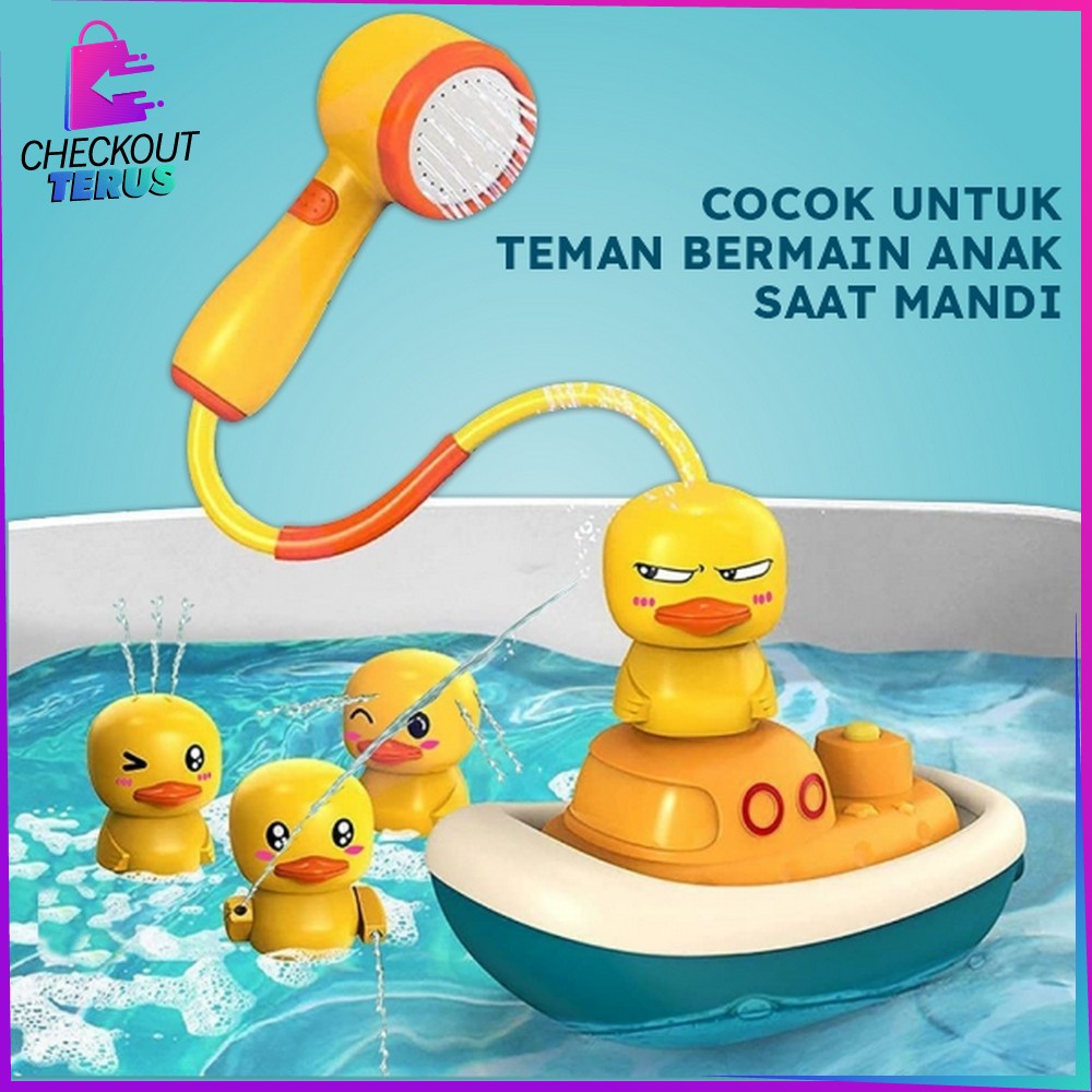 CT M248 M249 Bebek Mainan Mandi Bayi Boneka Bebek Anak Balita Semprotan Shower Air dan Kepala Bebek Lucu