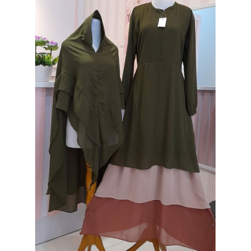 gamis ceruty susun polos