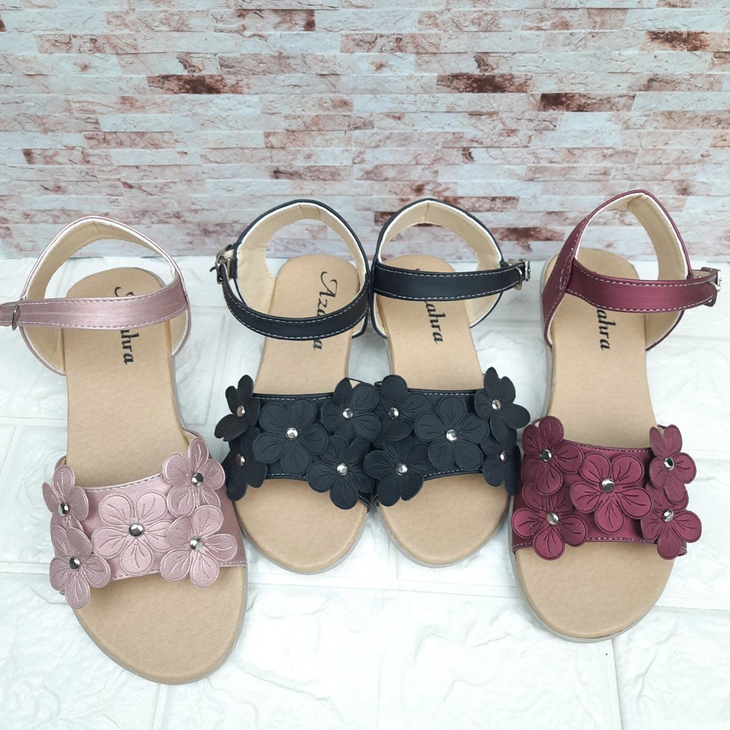 [TAMAN SEPATUKU] SEPATU TRENDY MURAH SANDAL ANAK PEREMPUAN BUNGA EMBOS 5 6 7 8 TAHUN HAX05