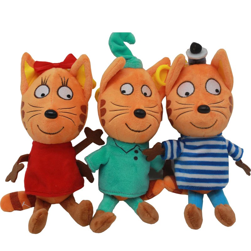 Boneka Lucu Nuevos Dibujos Animados Rusos Tres Gatitos Gato Feliz Gato Peluche Animales Suaves Gato Shopee Indonesia
