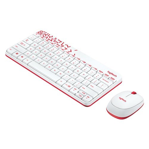 Logitech Wireless Desktop MK240 Nano - White Vivid Red