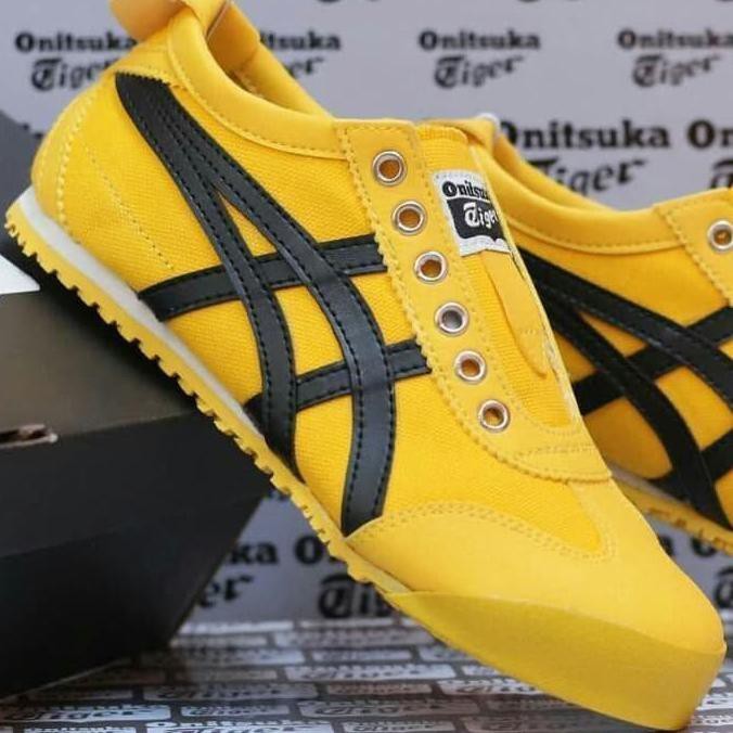 DISCOUNT SEPATU WANITA ONITSUKA SLIP ON 36 SD 40 KUNING HITAM JAPAN MURAH KEKINIAN