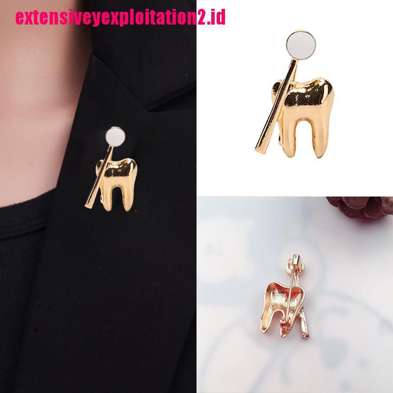 &lt; E2id &amp; &gt; Bros / Pin Klasik Bentuk Gigi Warna Gold Untuk Aksesoris Wanita