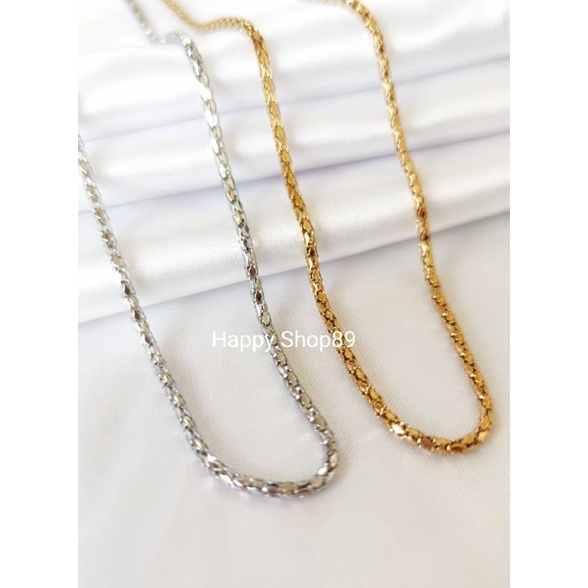 Titanium Kalung Sisik Silver Emas Antikarat Pria Wanita 50cm Impor