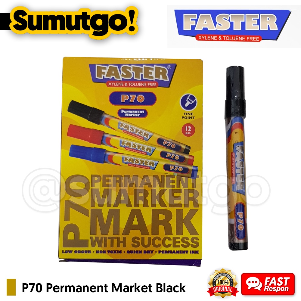 

Spidol Permanen Hitam P70 FASTER Permanent Market Black / Ecer Per Pcs