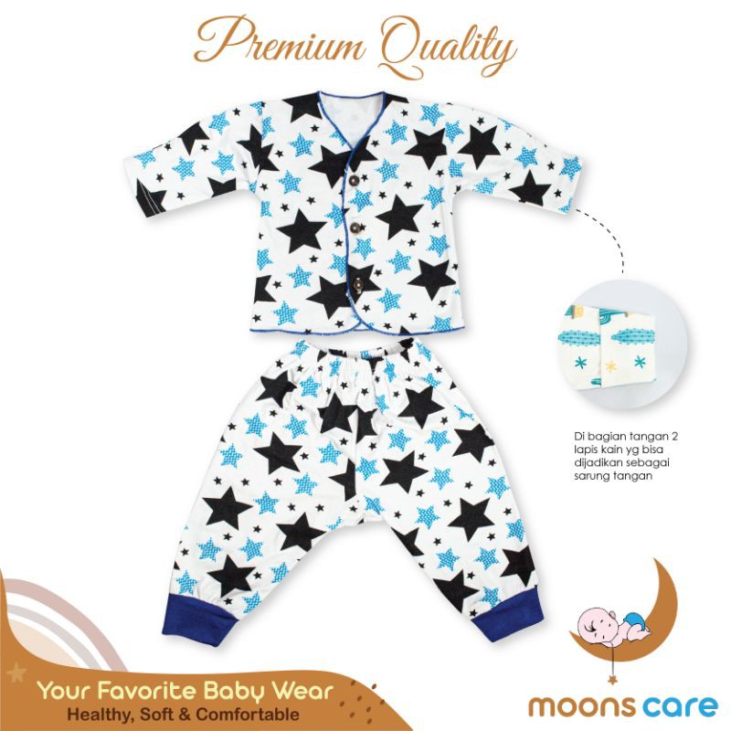 MOONS Stelan Panjang Newbron Buka Kaki Stelan Baru Lahir Baju Bayi Stelan MOONS