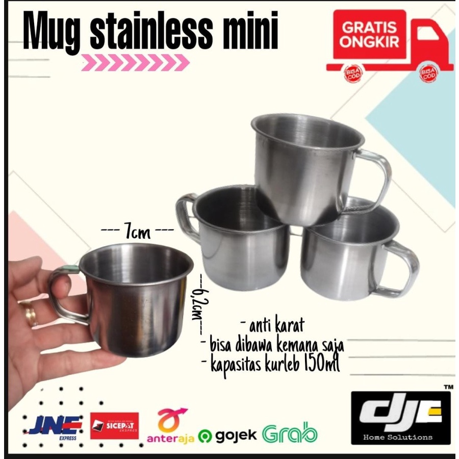 Gelas Mug Cangkir Kopi Stainless 7cm/mug mini/sugar pot/suvenir