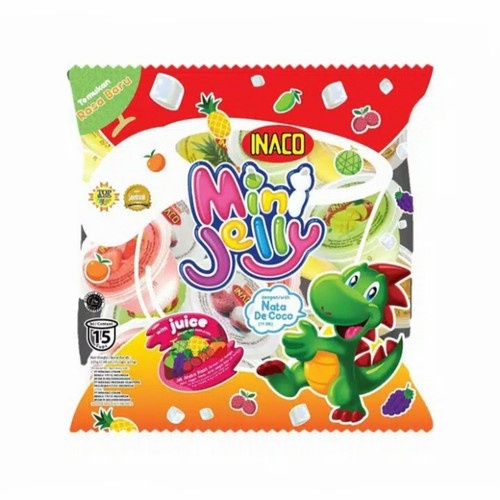 INACO MINI JELLY ISI 5, 15, 25 DENGAN NATA DE COCO DAN SARI BUAH 75GR, 225GR, 375GR