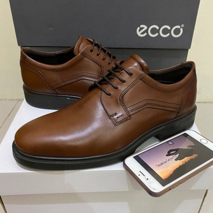 Sepatu Pantofel Ecco Lisbon Cognac Brown Original New - Cokelat, 42