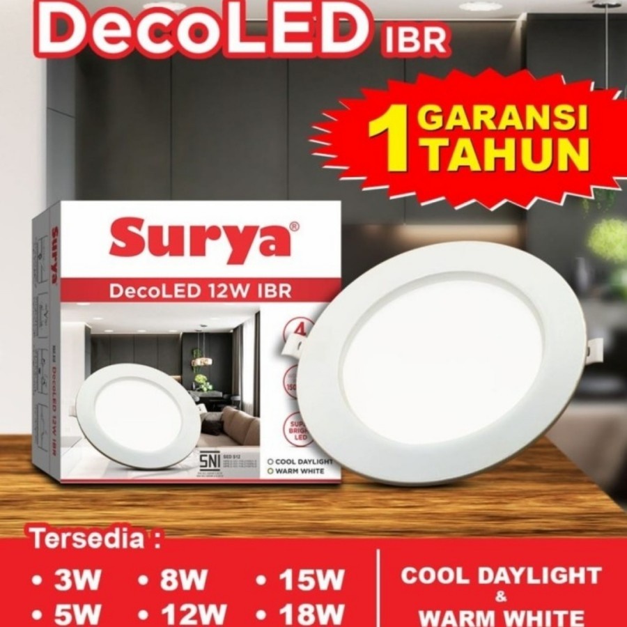 Lampu Downlight SURYA IBR 3WATT - 18WATT PUTIH