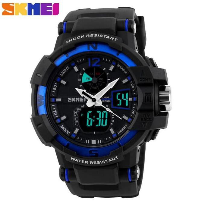 NEW JAM TANGAN PRIA ORIGINAL SKMEI SPORTY MODEL TENTARA - BIRU TERJAMIN