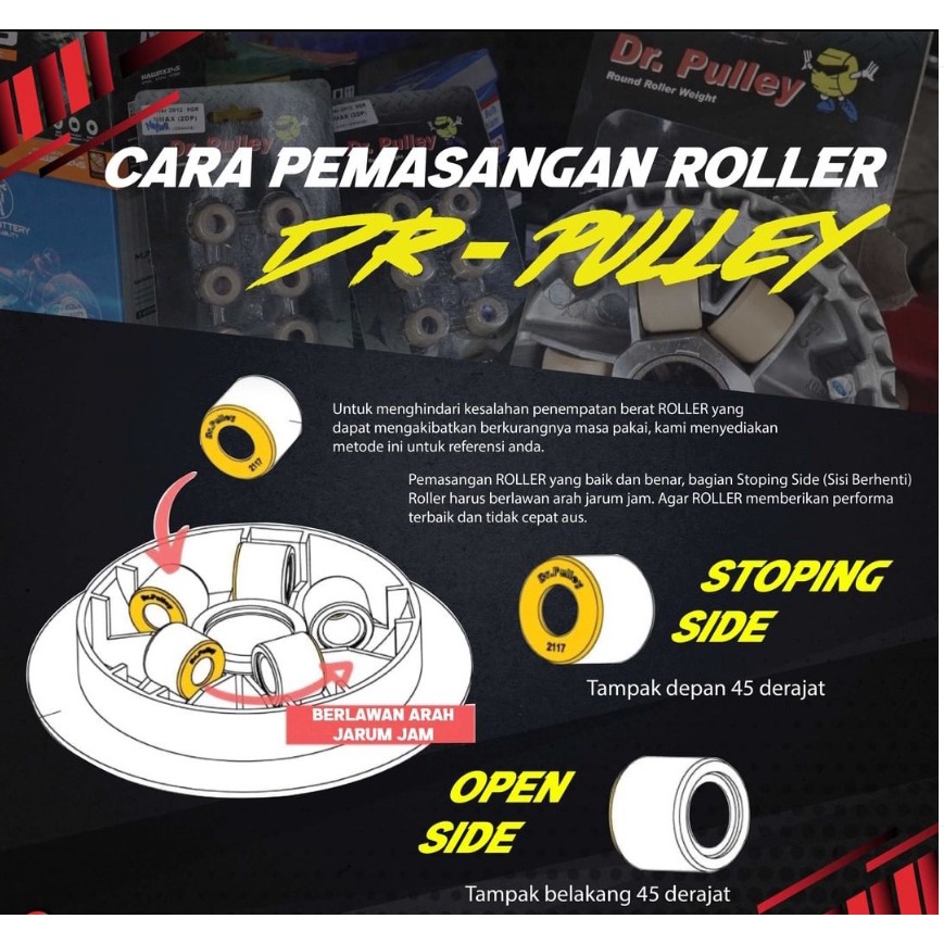 Roller Mio Sporty Smile J X-Ride Soul GT Fino Nouvo 110 KARBU 7 sd 10gram DR PULLEY tipe 1512