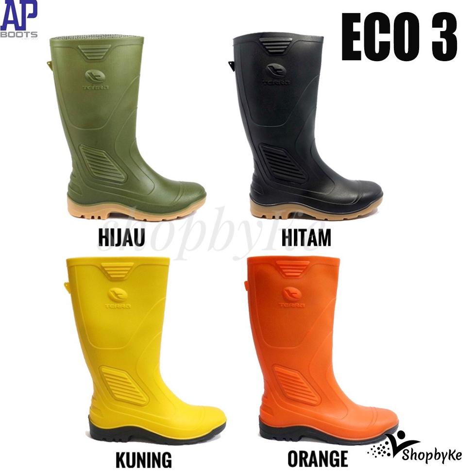 Sepatu Boots Karet Merk Ap Terra Eco 3 Series Warna Hijau, Orange, Kuning, Hitam Size 38-43 . , ..