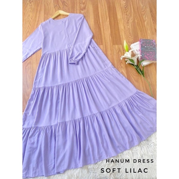 Hanum dress premium / dress polos / dress busui / gamis busui / dress rayon twill / dress hitam polos / BISACOD-SoFT LILAC
