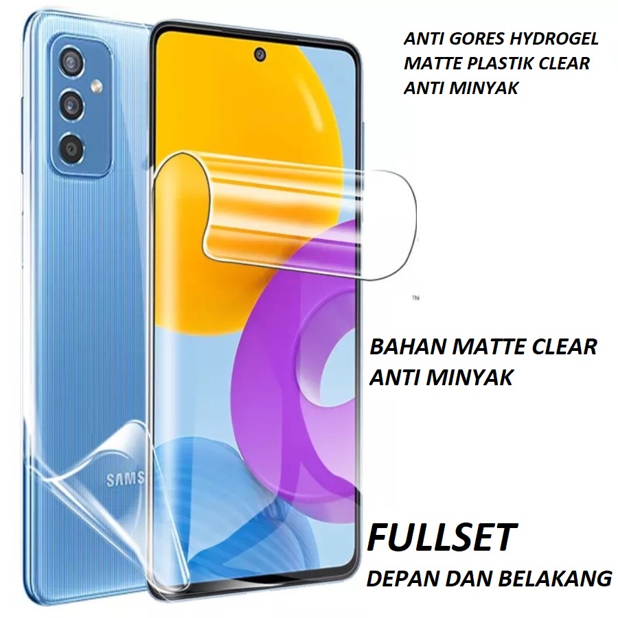 SAMSUNG A23 SAMSUNG M23 5G ANTI GORES HYDROGEL FULLSET MATTE DEPAN BELAKANG ANTI MINYAK SCREEN GUARD JELL DAN SKIN GARSKIN ANTI JAMUR PELINDUNG BELAKANG