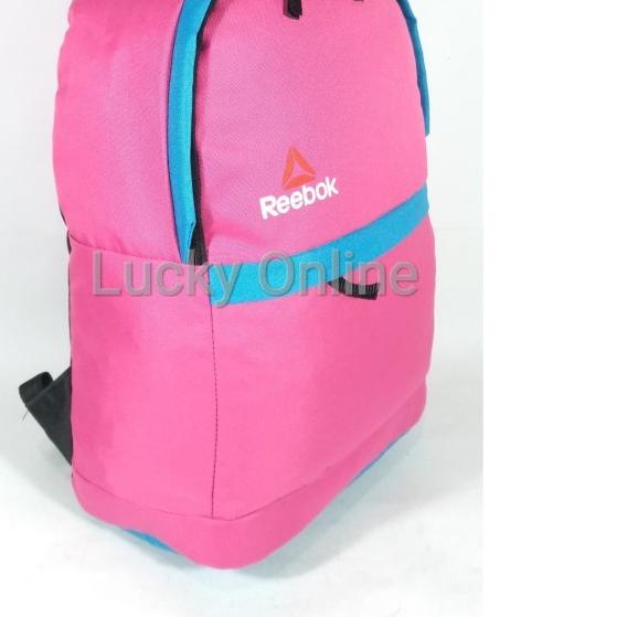♖ Tas Ransel Sekolah Laptop 14inchi Reebok Pink Kombinasi Biru Raincover ❇