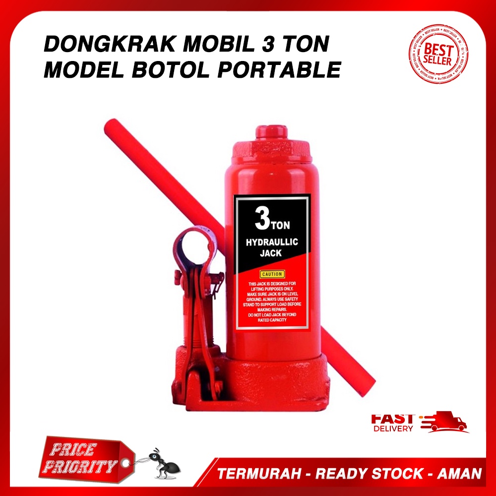 Dongkrak Mobil 3 Ton Hidrolik Jack / Dongkrak Botol 3 Ton Portable Universal