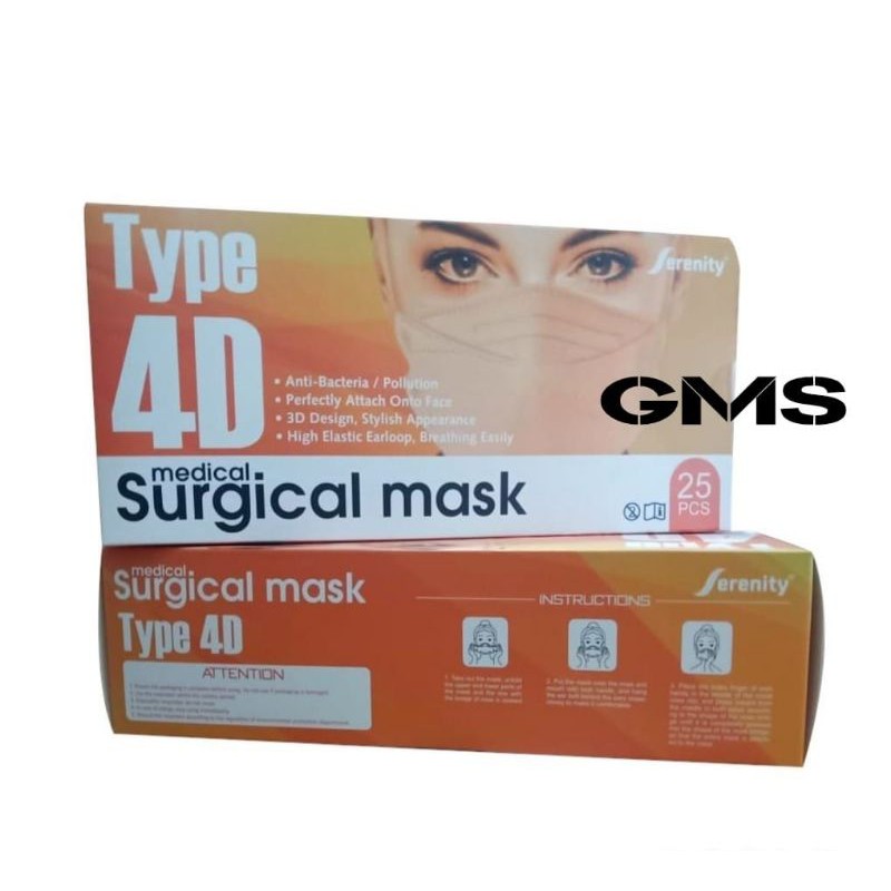 Masker Medis 4D Serenity Box isi 25 Pcs / Surgical Face Mask 4D