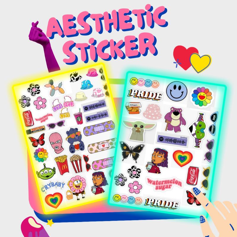 

Sticker Aesthetic A4 per lembar (Colorfull Series) Stiker Tumblr / Stiker Pack Aesthetic / Stiker Hp Laptop /Sticker