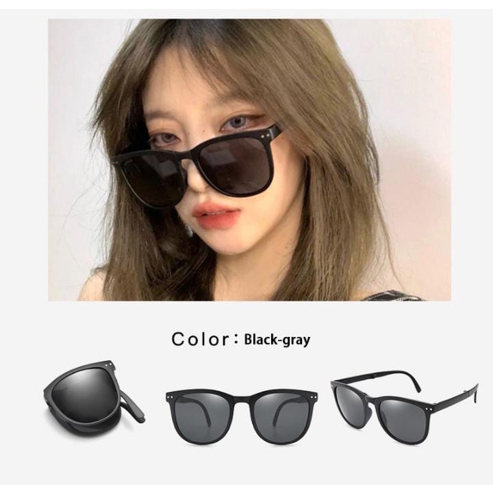 Kacamata Hitam Terbaru bisa di LIPAT Sunglasses Anti-UV Wanita Pria Import Kacamata Fashion Korea