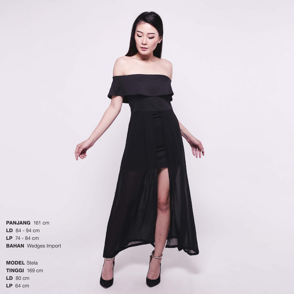 CDR156 Sabrina Maxi Dress See Through Transparan Gaun Pesta Party