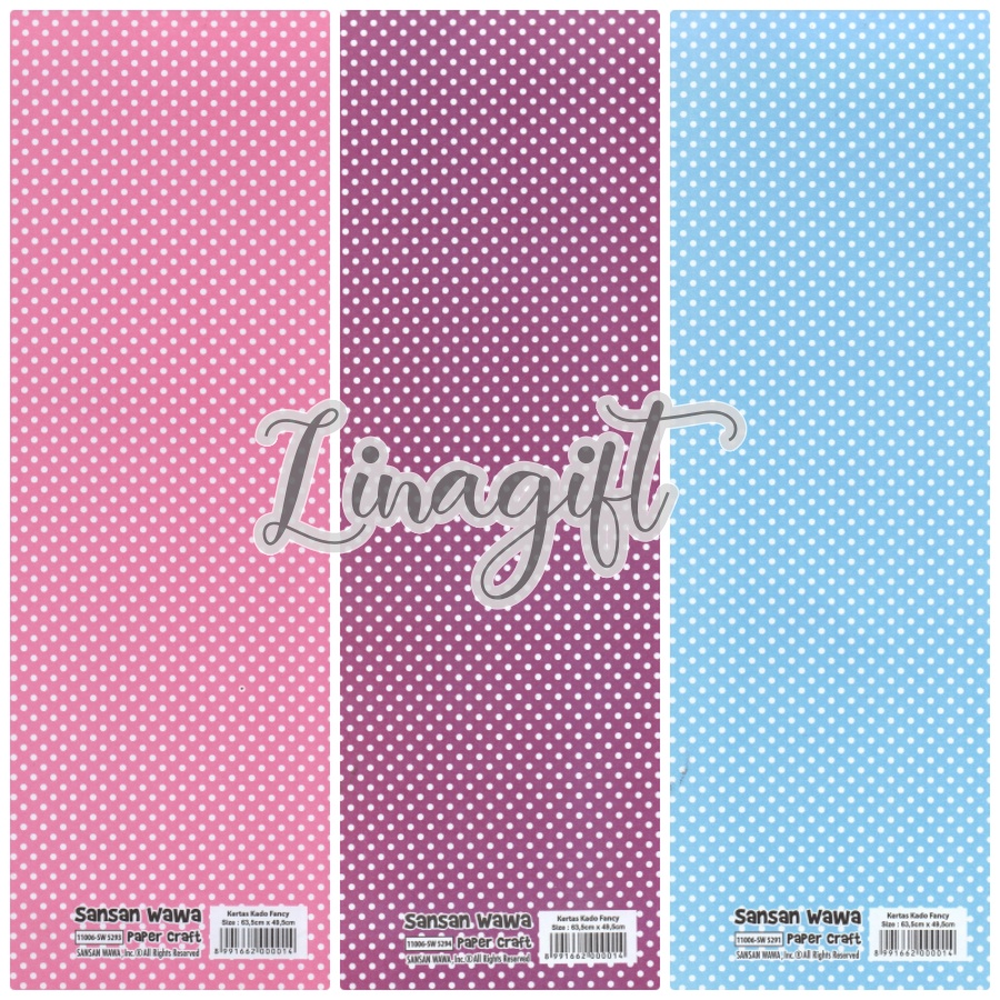 ( 5 Lembar ) POLKADOT SANWA - KERTAS KADO - GIFT WRAP PAPER SANSAN WAWA POLKADOT/ TRIANGLE / SEGITIGA / VINTAGE / ONDE/ CIRCLE/ DOTS/ BULAT/ DEWASA / CLASSICS