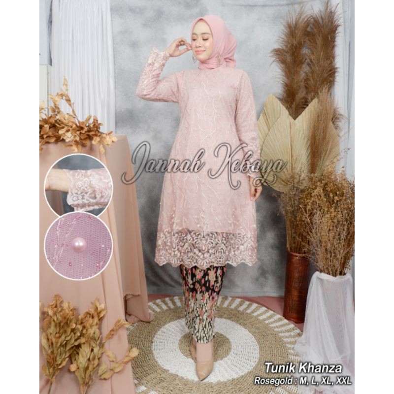 Tunik tile bordir /kebayamurah/kebayamodren/kebayapesta / Kebaya Brukat / Kebaya Tunik / Kebaya-Rose gold