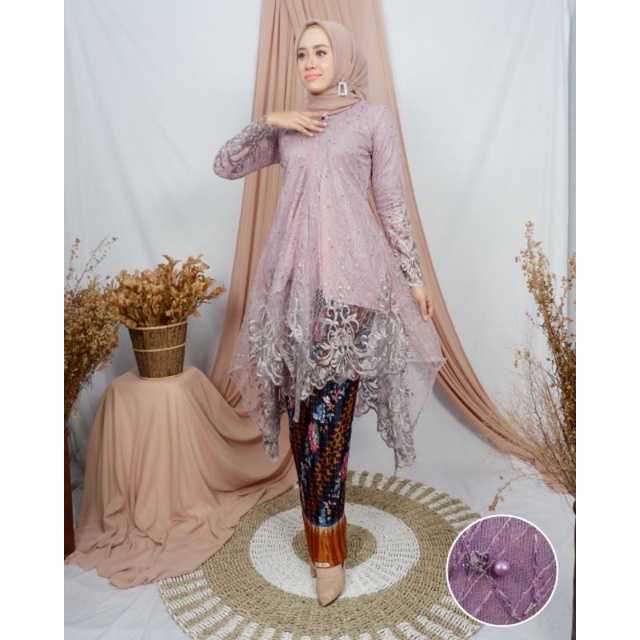 Set kebaya Arumi - Kebaya modern terlaris model kalong dan bisa untuk busui - resleting depan