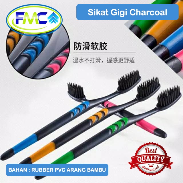 Sikat Gigi Charcoal Toothbrush Bamboo Sikat Arang Bambu Murah Bulu Lembut Murah