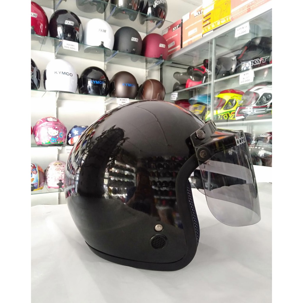 Helm Igloo Polos Kaca Bogo Datar Original Warna Hitam Glossy Bisa COD Helm Murah Free Packing Kardus