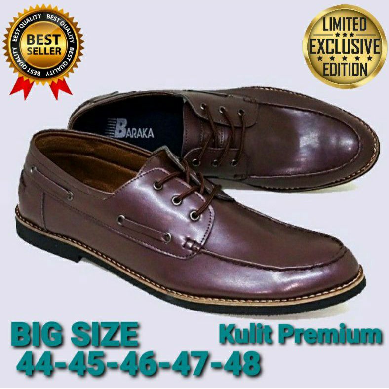 BISA COD Sepatu Formal Pria BIG SIZE 44-45-46-47 Kulit Asli Drak Brown Sepatu Pantofel JUMBO Ukuran 
